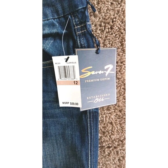 7 For All Mankind Womens Crop Jeans Size 12 Straight Zipper Leg Clark Blue New - Picture 3 of 10